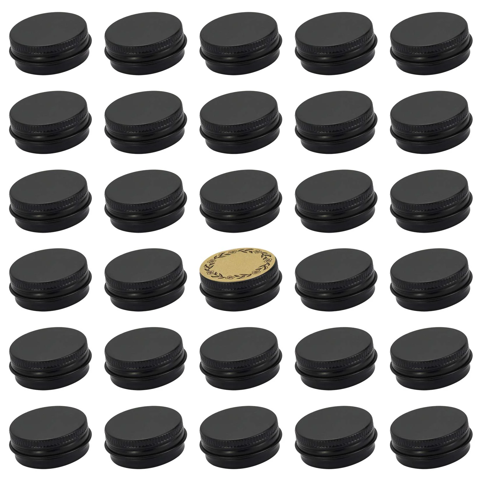 0.5 Oz Screw Top Aluminum Tin Jar With Screw Lid And Blank Labels (Black - Pack Of 32)