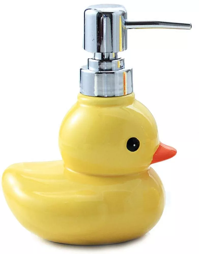 123Arts Ceramics Duck Soap Dispenser With Stainless Pump Soap Bottle Or Lotion Bottle