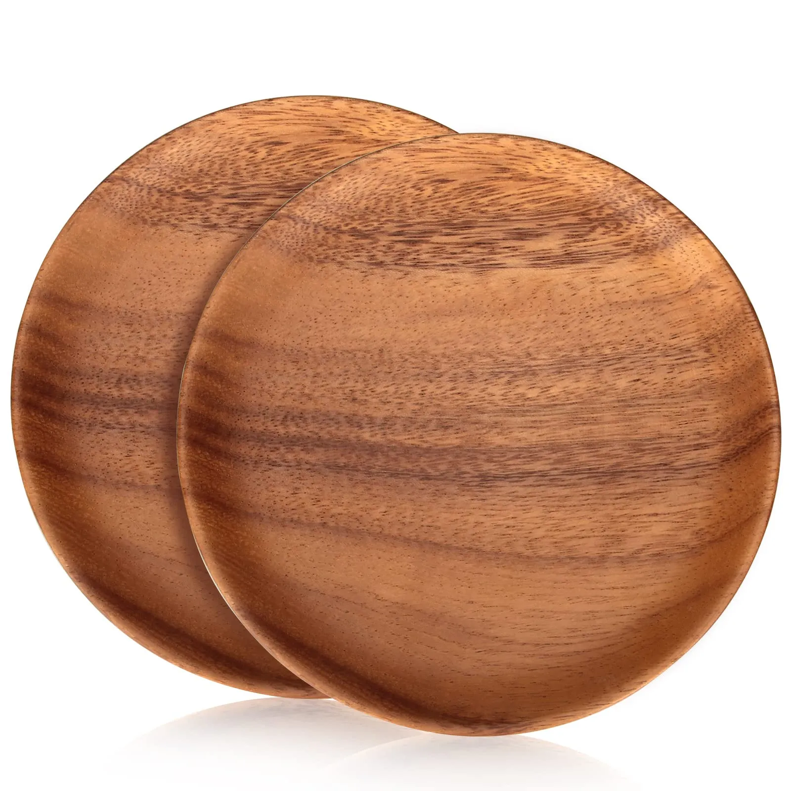 2 Pcs Small Wooden Plates For Eating Acacia Wood Appetizer Plates Snack Plate Mini Serving Dishes Plate Round Charcuterie Boards