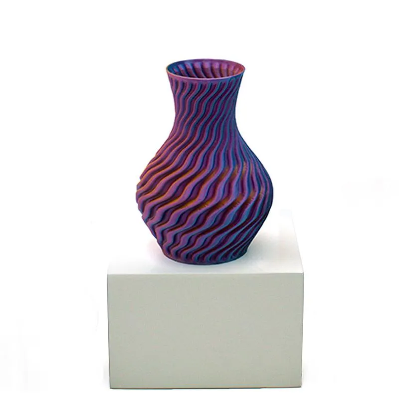 *Dragon Vase Pink Light Blue Gold 3 inch
