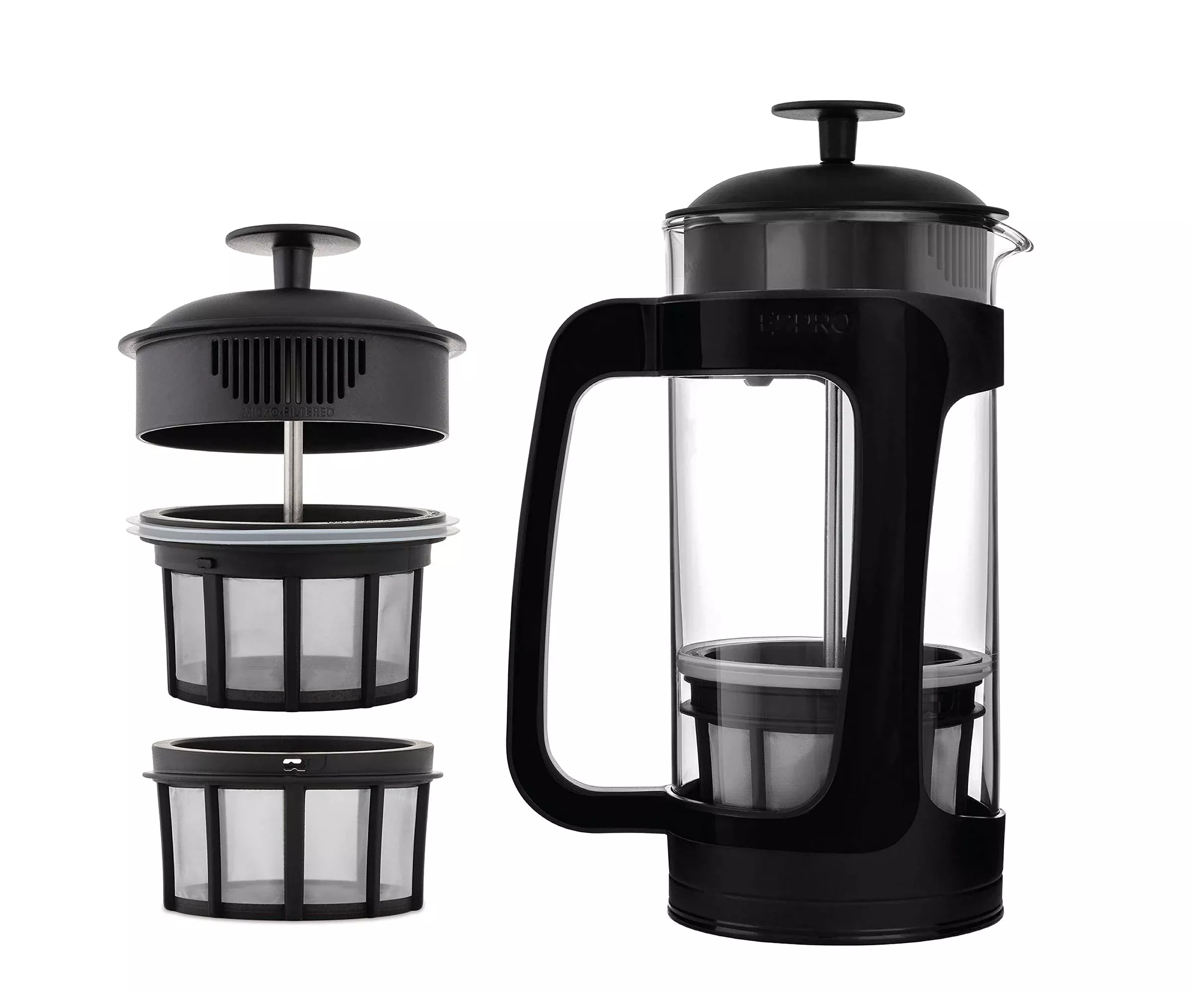 ESPRO P3 French Press Coffee Maker, 32 oz, Black - Patented Double Microfilter for Grit-Free Coffee, Model 1432C-BK