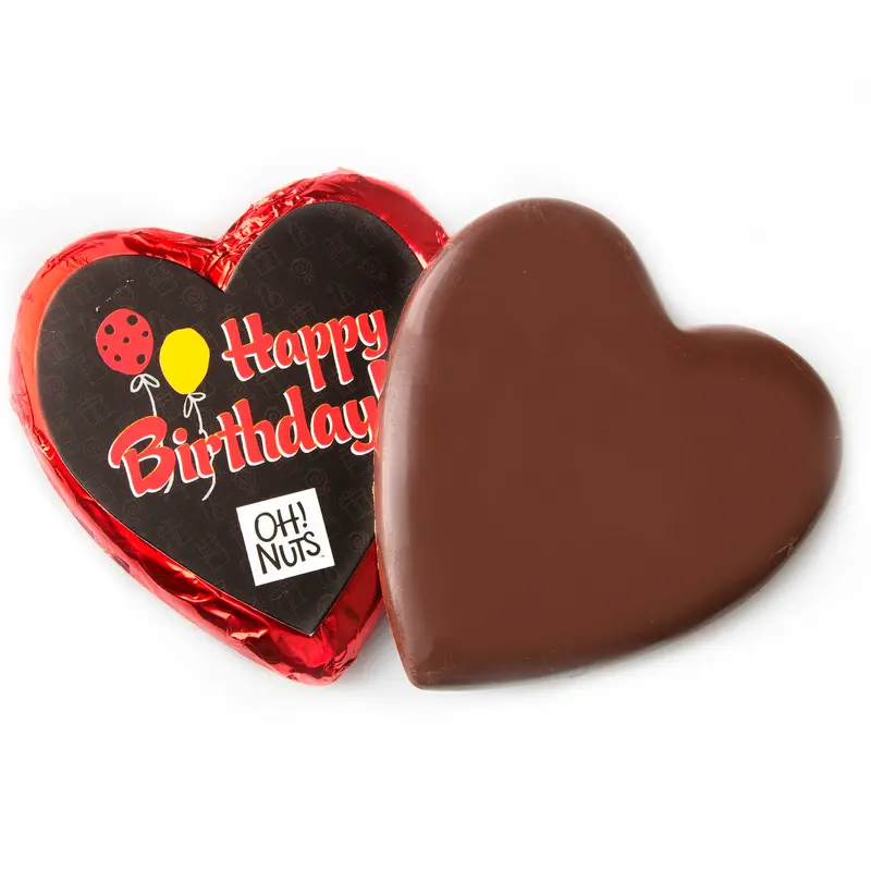 ’Happy Birthday ’ Dark Belgian Chocolate Message Heart