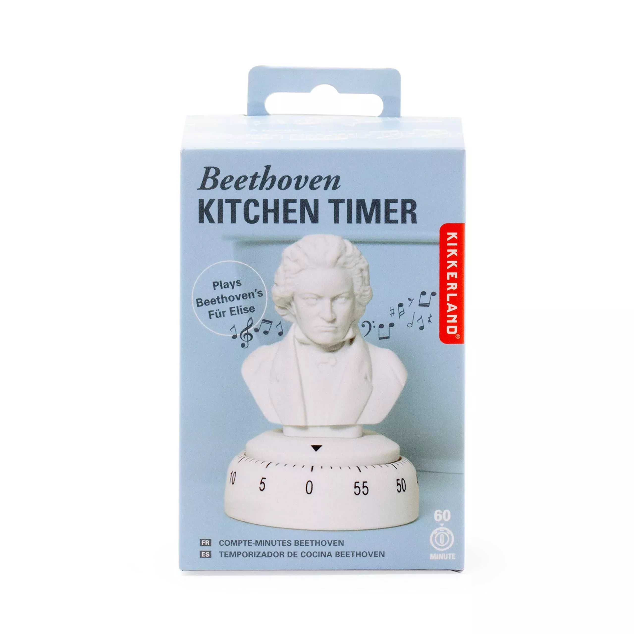 Kikkerland Beethoven 60 Minute Kitchen Timer, Mechanical Kitchen Timer, Wind Up Timer For Cooking, Reading And Sports, Plays Fur