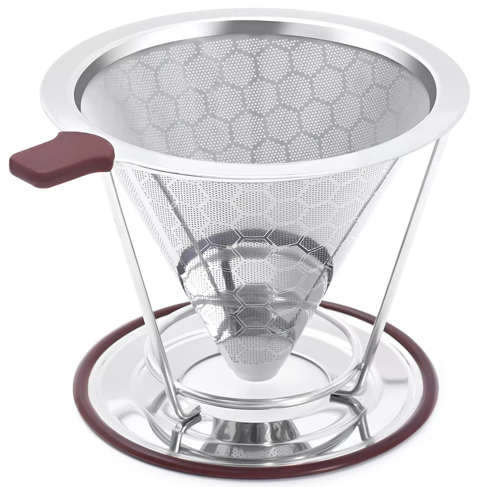 Pour Over Coffee Dripper, Misetto Stainless Steel Filter,Easy To Clean Paperless Pour Over Coffee Maker,Reusable Filter,Cone Dri